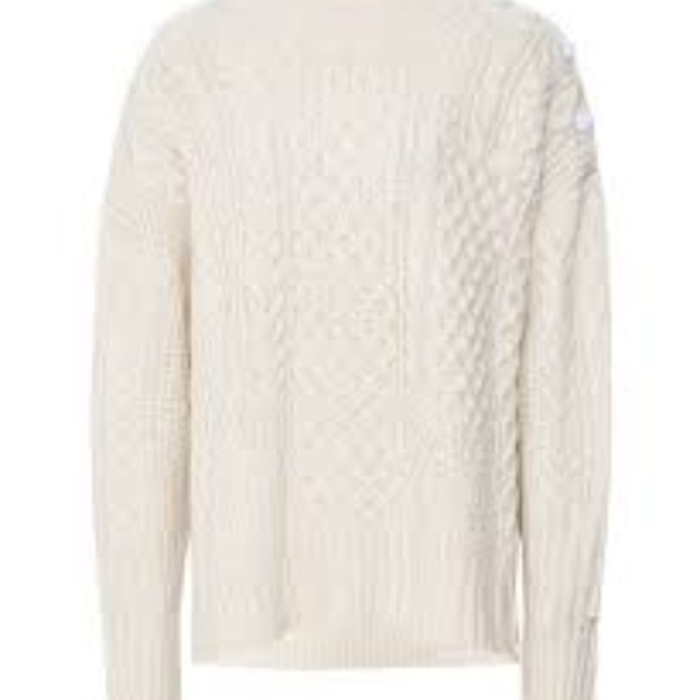 Zadig & Voltaire Malta Button Shoulder Cable Knit Cashmere Sweater (Ecru, Medium - Picture 4 of 10